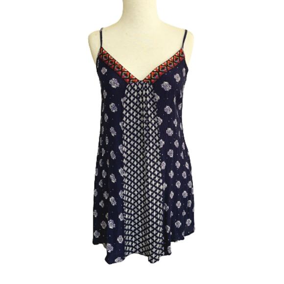 Blue Rain Mini Slip Dress Navy Sleeveless Spaghetti Strap 100% Viscose Sz S - Picture 1 of 6